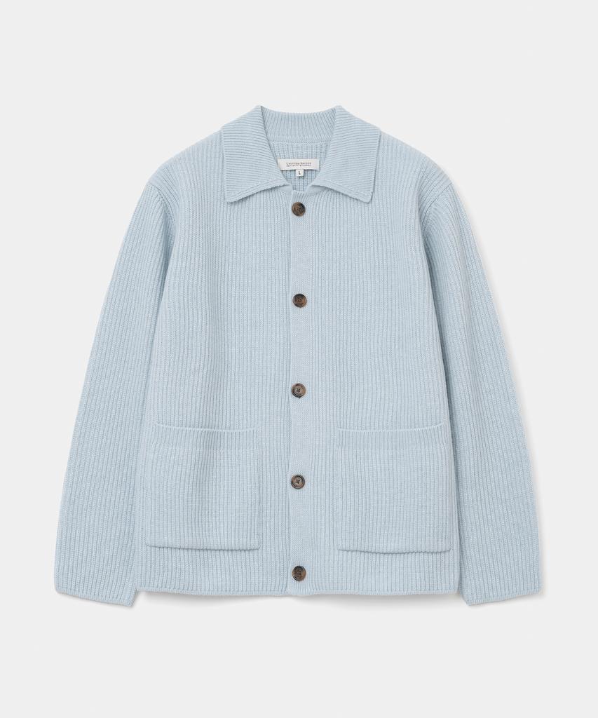 Uniform Bridge Pocket Collar Knit Cardigan Ice Blue