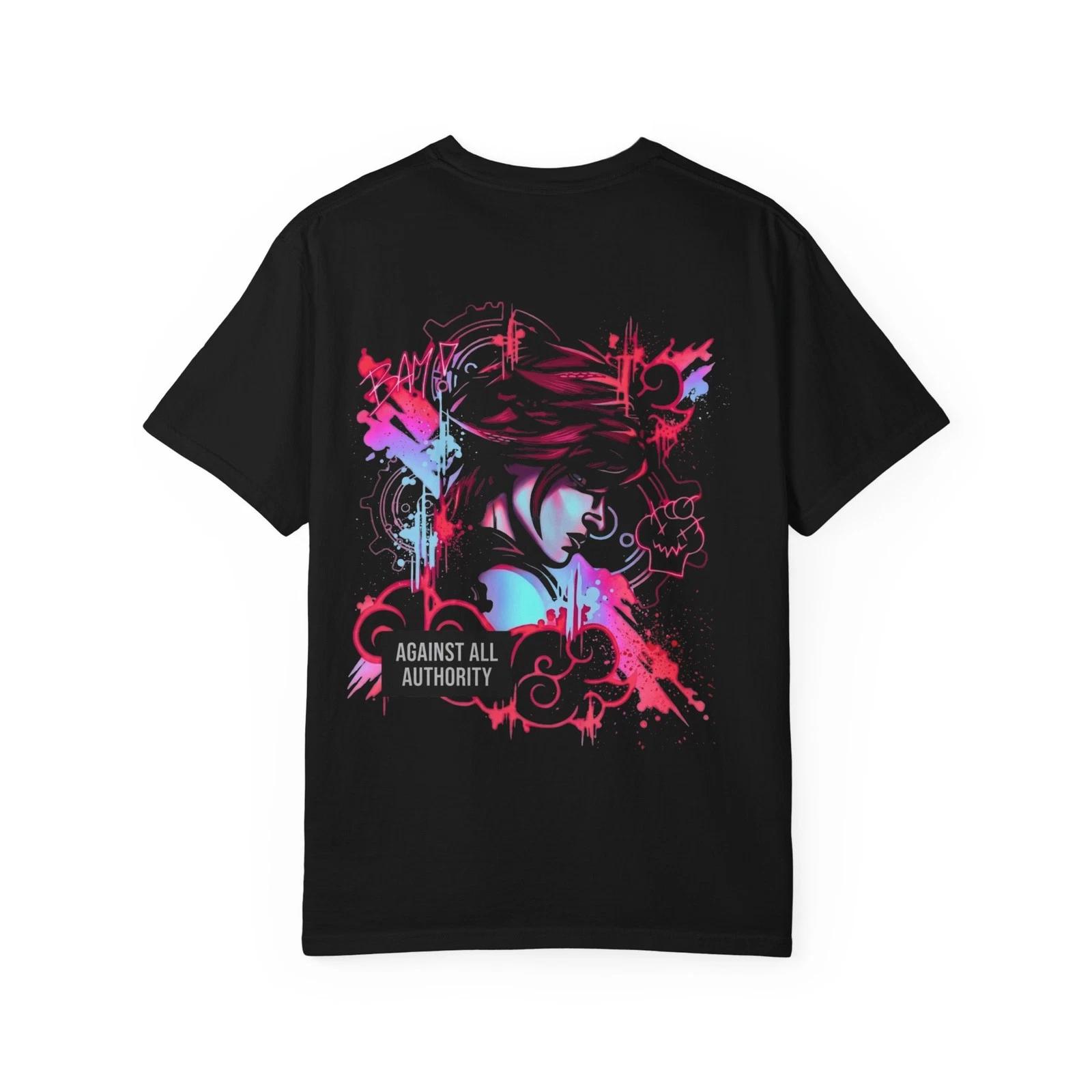 Abstract Neon Graphic Tee - Y2K Aesthetic Heavyweight Cotton T-T-Shirt 3XL