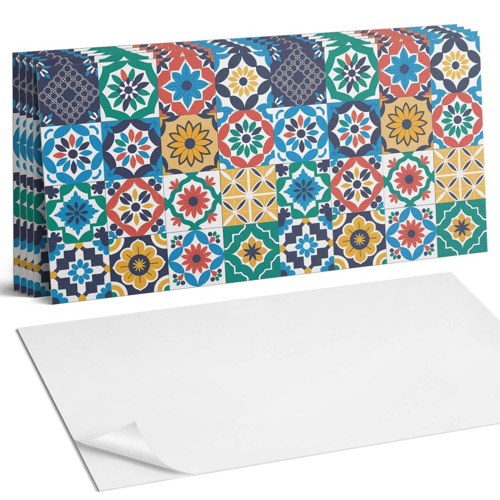 Pack of Vinyl Tiles with Print - Bedroom Decoration Mosaic Patterns In 6X60X30 Cm Layout