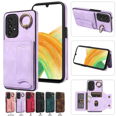 For Samsung Galaxy A33 5G Ring Bracket Card Holder Slots Cover Phone Case