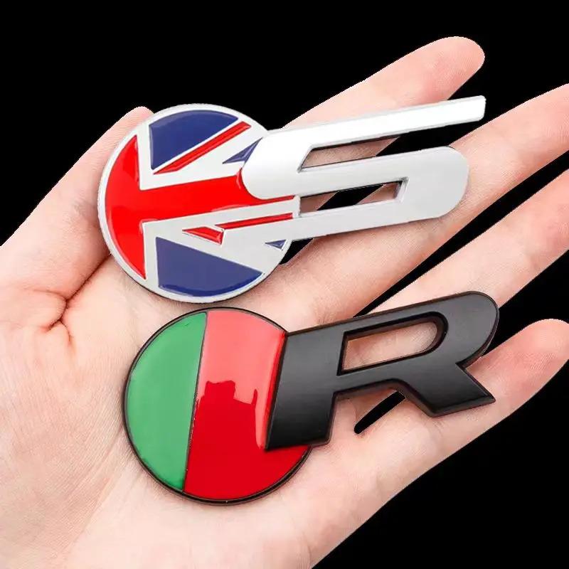 3D Metal S R Logo Car Sticker Front Grille Emblem Side Fender Rear Badge Decals Trunk Emblem for X-TYPE F-TYPE XE XF XJ XJR XFR Accessories