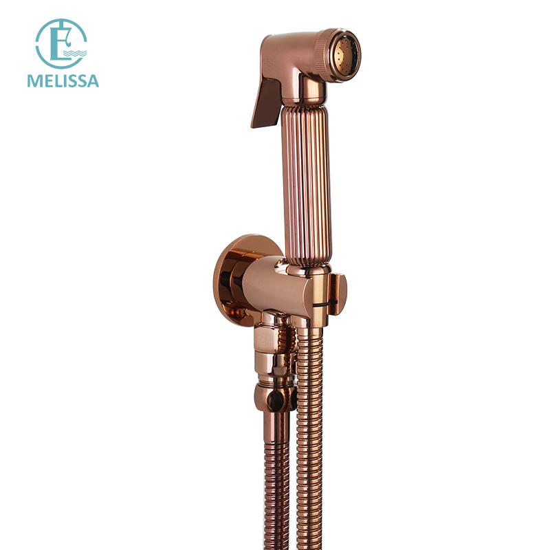 Melissa Modernes Hotel Messing Roségold Toiletten-Bidet-Sprüher Shattaf Set Handbrause Vertikaler Sprühstrahl Wassersparend Druckbeaufschlagt