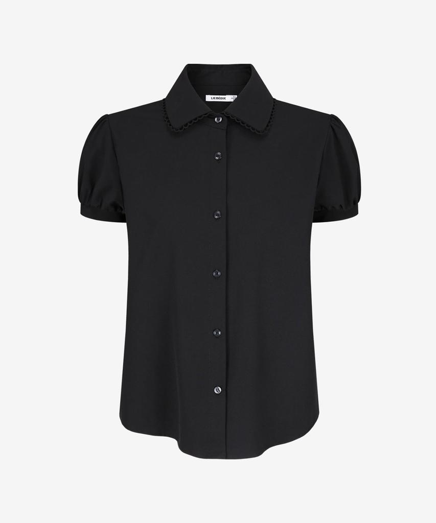 Limekeu Lace Collar Puff Blouse Black