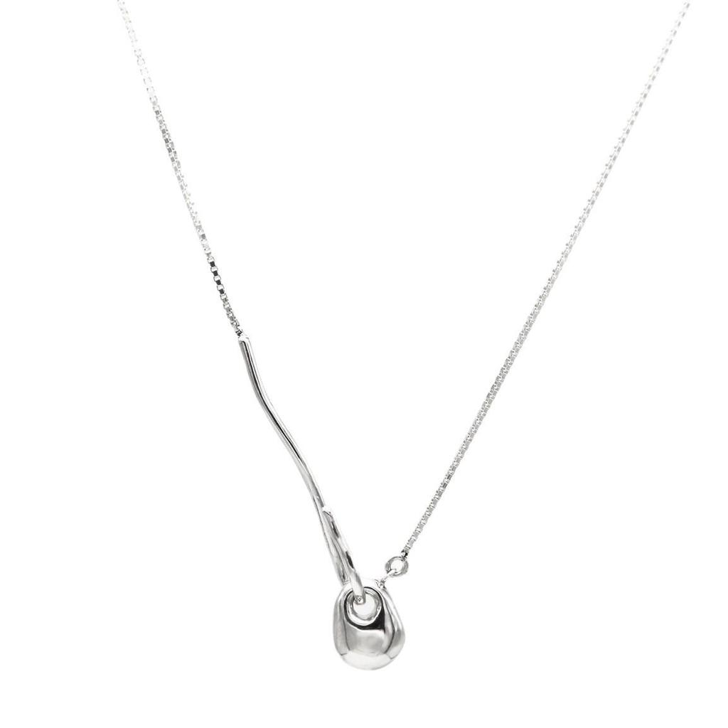 S925 Sterling Silver Geometric Pendant Necklace for Women - Cool, High-End Clavicle Chain