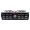 6 Gang Toggle Rocker Switch Panel Colorful LED Voltmeter for RV Car Marine Boat