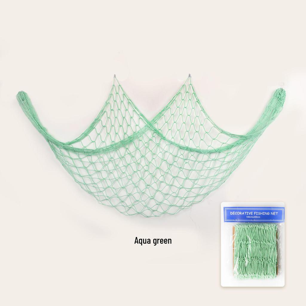 Mediterranean Style Cotton Rope Decorative Fishing Net with Shells for Wall Decor