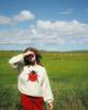 Round Neck Long Sleeve Loose Sweater with Insect Jacquard Pattern - Cute European and American Style