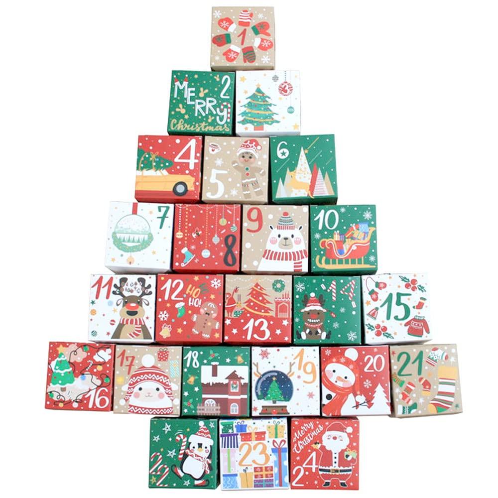 Advent Calendar Boxes Only Paper Set of 24 Christmas Calendar Countdown Calendar Wrapping Gift Decoration Ornament Until the 24th Paper SDGs Print