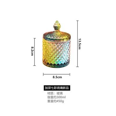 European Style Crystal Glass Storage Jar Creative Candy Jar Home Desktop Jewelry Cosmetic Swab Box Candle Holder Home Decoration