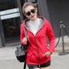 Women's Fleece Lined Hooded Jacket Thickened Autumn Winter Mid Length Coat Inner Fur Versatile Cardigan