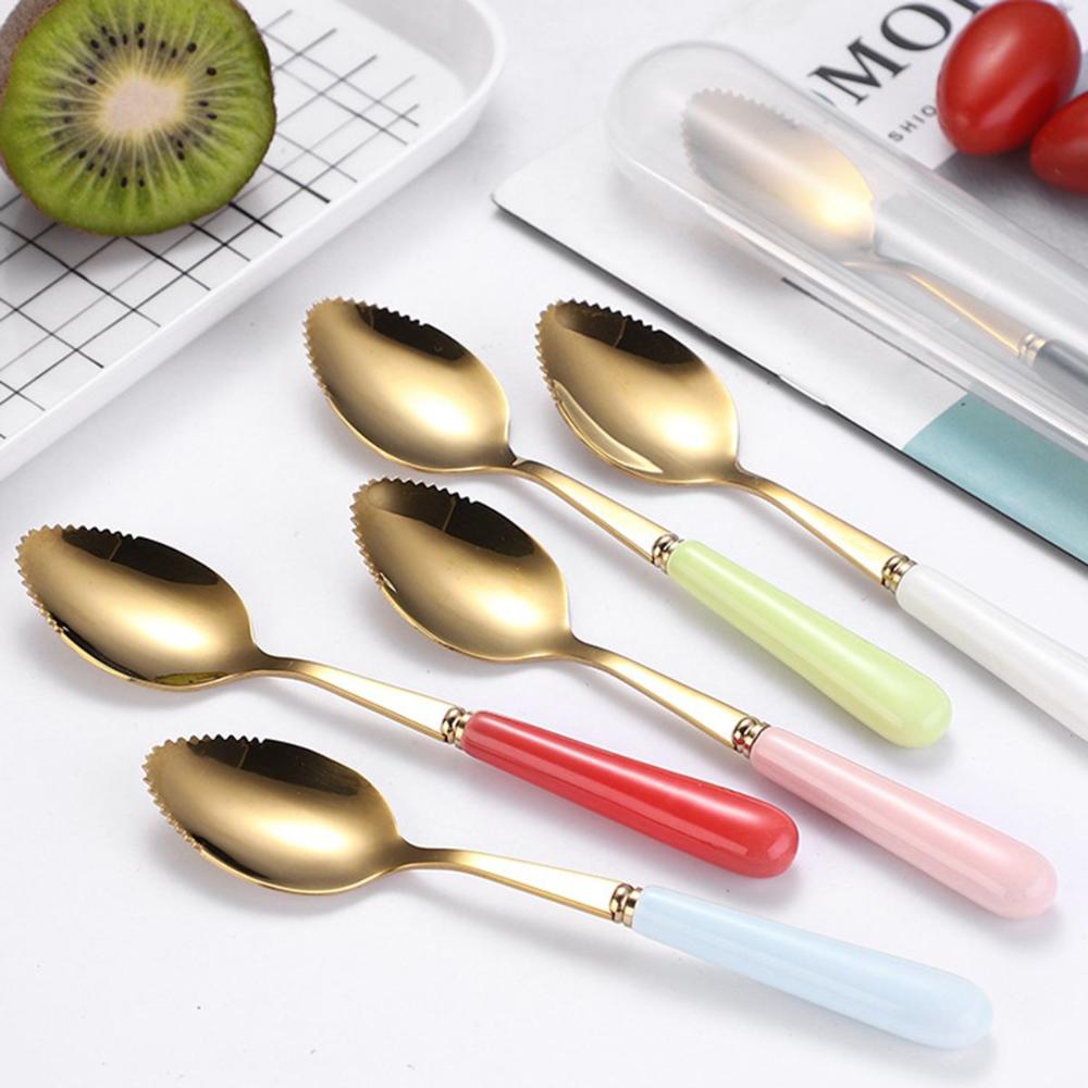 

Нержавеющая сталь пилообразный инструмент для фруктов ложка для грейпфрута киви манго совок комбайн для детского питания