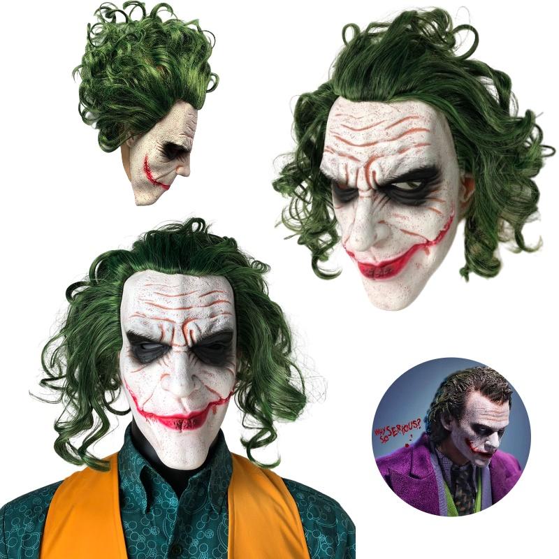 Dark Knight Batman Joker Latex Mask Wig Halloween Horror Prop