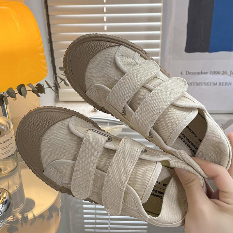 Macaron Kjeks Canvas Sko Lettvekt Latesko Borrelås Damesko Allsidige Hvite Sko