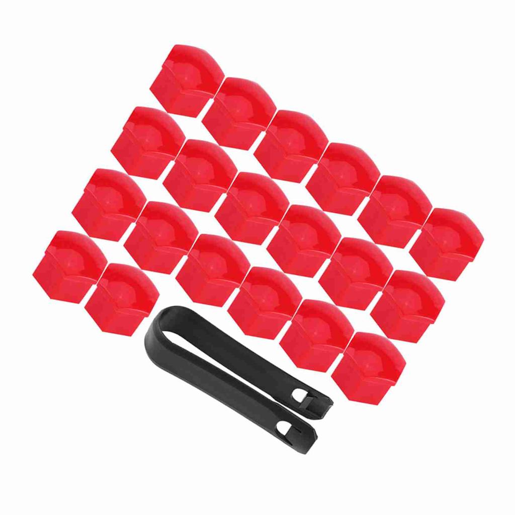 20Pcs Wheel Hub Covers Lug Nut Bolt Screw Cover Tyre Protection Cap Universal Red