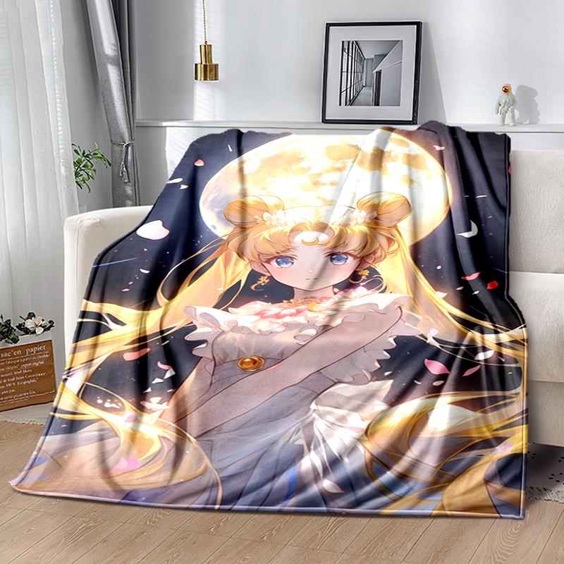 1pc Blanket Sailor Moon1 Print Design, Lightweight Blanket for Sofa, Bed- Soft &Warm, Gift for All Seasons Like Christmas, Halloween