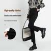 2025 Spring Black High-Waisted Straight-Leg Petite Slimming Cigarette Pants for Women