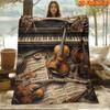 1 Stück Klassische Musik Decke Geeignet für Alle Jahreszeiten - Weiche Flanelldecke mit Musikinstrumenten & Noten Druck, Gesteppter Sofawurf, Maschinen