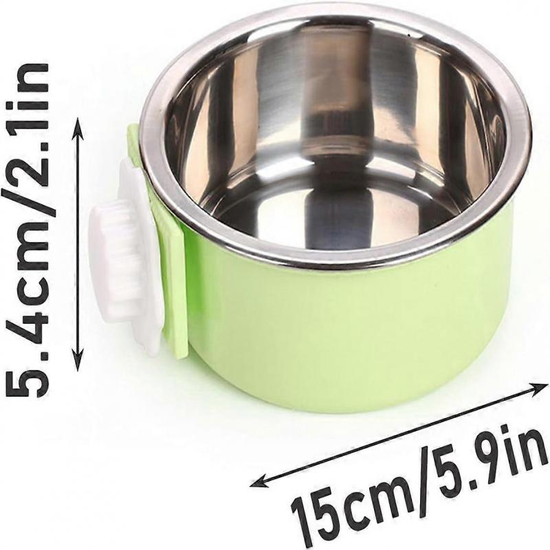 Crate Dog Bowl, Removable Stainless Steel Hanging Pet Cage Bowl Food & Water Feeder for Cat, Puppy, Birds, Rats, Guinea Pigs