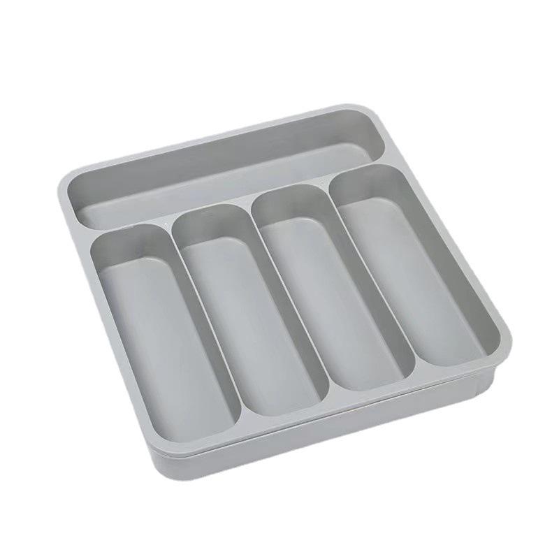 Kjøkkenskuffer, kniver, gafler, oppbevaringsplater, krydder, oppbevaringsbokser, spisepinner, oppbevaringsbrett, sortering av servise, støvtett og skillevegg
