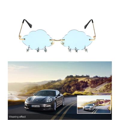 Stylowe okulary przeciwsłoneczne Cloud Lightning dla dziewcząt chłopców rekwizyty do zdjęć podróże okulary hip-hopowe bezramkowe okulary hip-hopowe