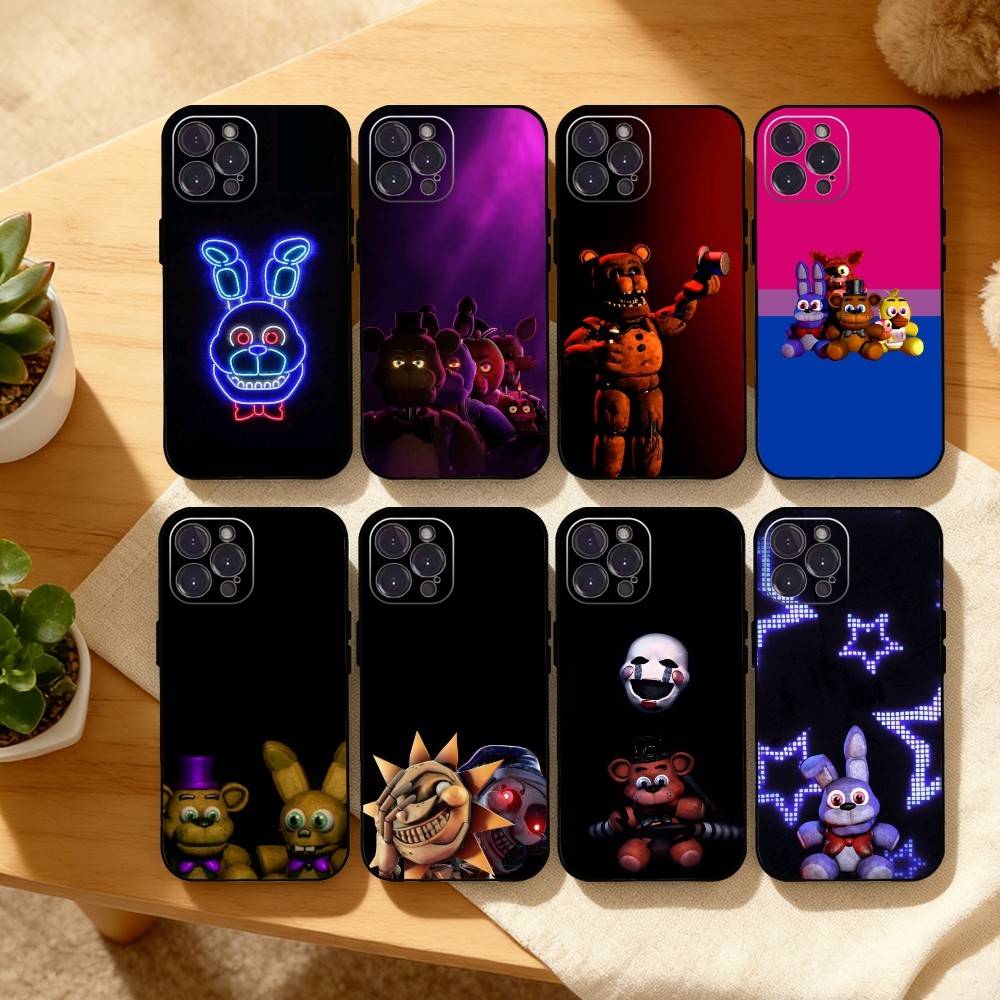 F-Five-Nights-At-Freddys F-Fnaf Phone Case For iPhone17 16 15 14 13 12 11 Pro Max Plus,5G Soft Black Case