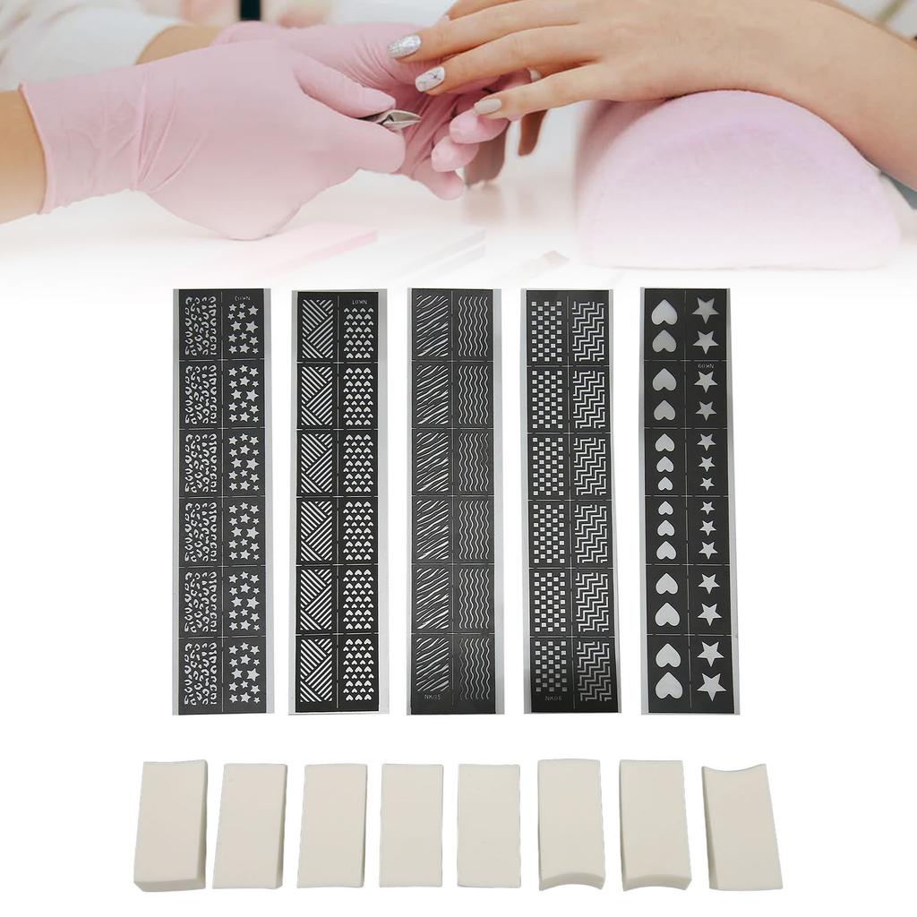 Nail Art Printing Template Professional 3D DIY Decoration Hollow Stickers Nails Soft Sponges