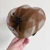 White Organza Evening Half Hat Headband with Wide Edge for High Skull Top Hairstyle