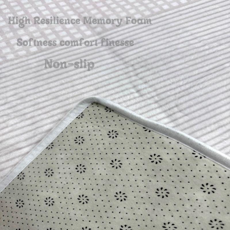Modern Minimalist Geometric Bathroom Floor Mat, Soft Touch Water Absorbing Non Slip Quick Dry Cushioned Shower Mat