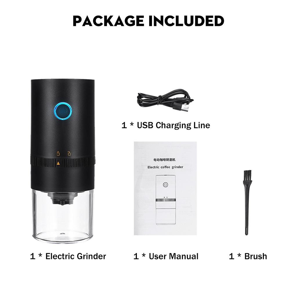 Electric Coffee Grinder Cafe Automatic Coffee Beans Mill Espresso Coffee Machine Maker for Travel Home Portable USB Rechargeable 13W 1250 mAh