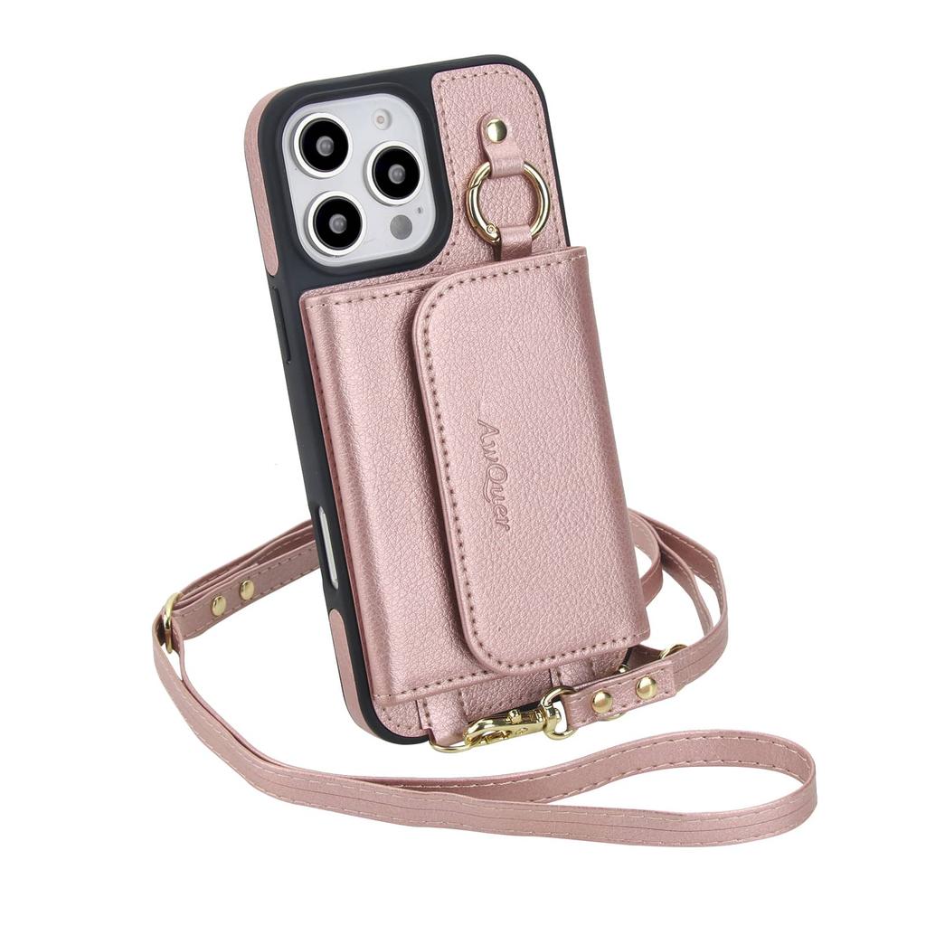 Designed for iPhone 16e/16/15/14/13/12 Pro Max Wallet Case Detachable Wallet Case with Crossbody Strap [Compatible with MagSafe]