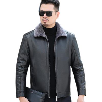 Fur Integrated Men's New Sheepskin Lapel Leather Jacket Men's Thickened Leather Jacket Men's Winter Coat