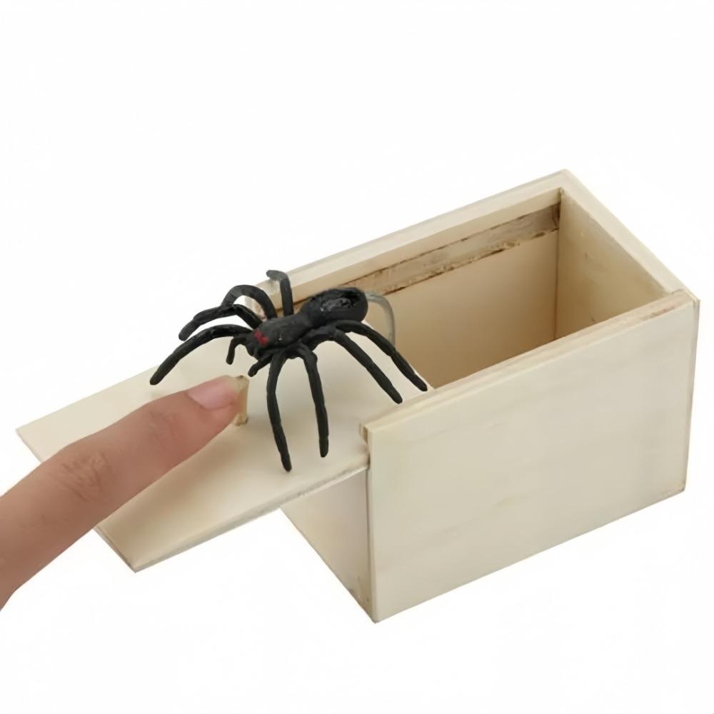 Rubber Spider Trick Box Handmade Wooden Box with Spiders Hidden Inside Suitable for Adults Children's Mischievous Adult Items