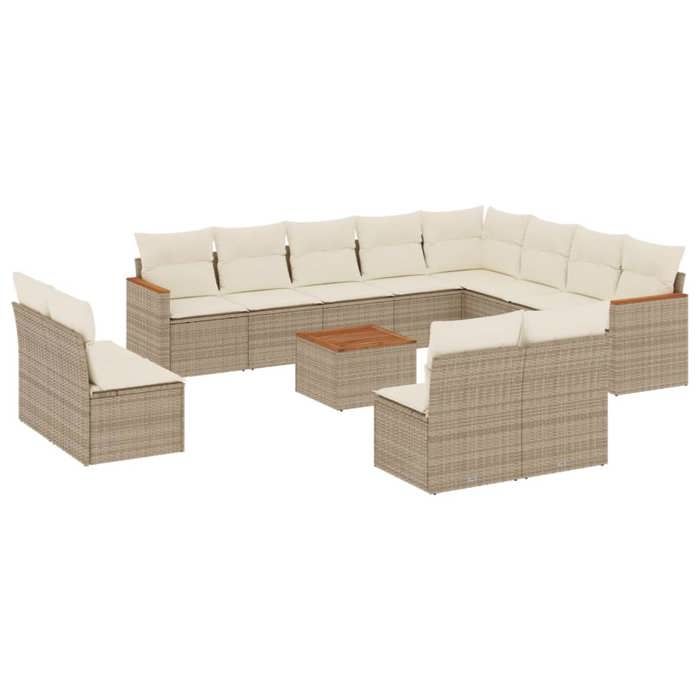 VidaXL Salon de Jardin avec Coussins 13 pcs, Canapés de Terrasse, Ensemble de Meubles de Patio, Mobilier d'Extérieur, Beige 3258880