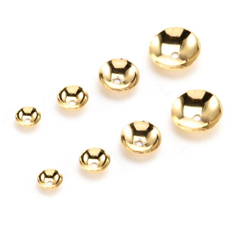 50pcs Stainless Steel 3-10mm Gold Color Steel Color Round Bead Caps Spacer Beads for Jewelry Making DIY Components Supplies