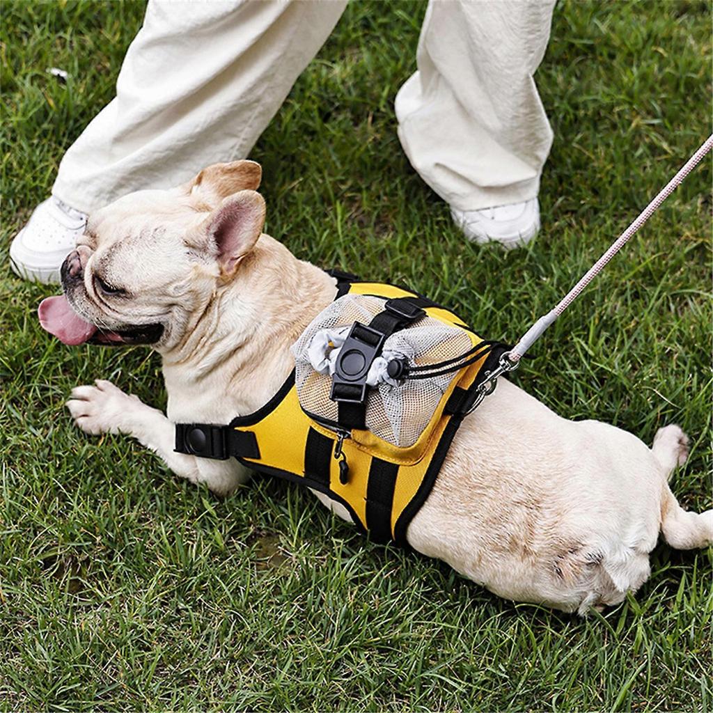Hund Einstellbares Trainingsgeschirr Weste Rucksack Gürtel Bequemes Hundewestengeschirr für mittelgroße Hunde Rucksackweste Gelb S