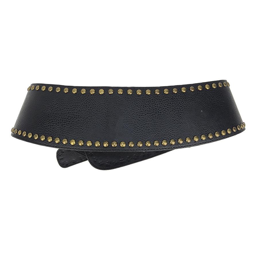 Wind Rivet Retro Belt Vintage Wide Belt Women Wide Waist Seal Outer Cover Spice Girl Wear