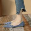 Fashion Denim Pointed Toe Blue Ladies Footwear Elegant Party Solid Color Social Fashionable 2025 Trend Chic Point 39 Women's Flat Shoes