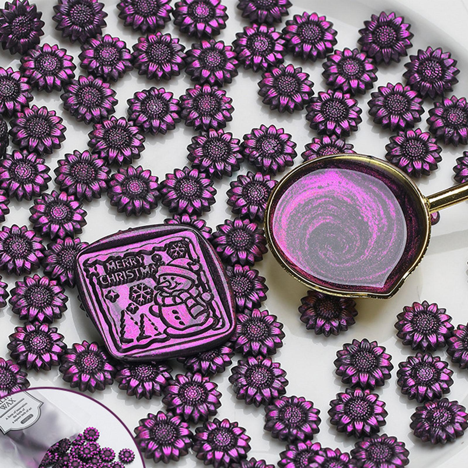 

100PCS Wax Sealing Wax Beads Sunflower Sealing Wax Sealing Beads for Seal Invitation Gift Cards Christmas Gift Wrapping D