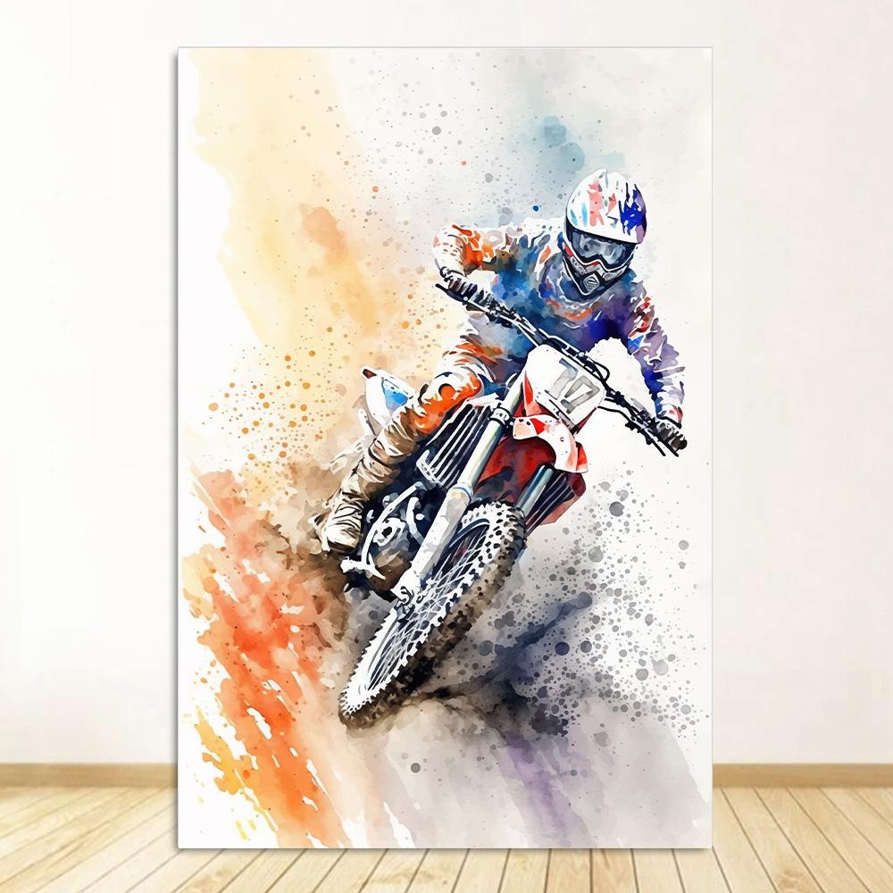 Watercolour Dirt Bike Motocross Posters Prints Canvas Painting Motorcycle Motorbike Wall Picture for Room Home Decor Biker Gift
