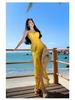 Elegant Slim Fit Irregular Split Beach Dress - Perfect for Vacations, Parties, and Birthdays