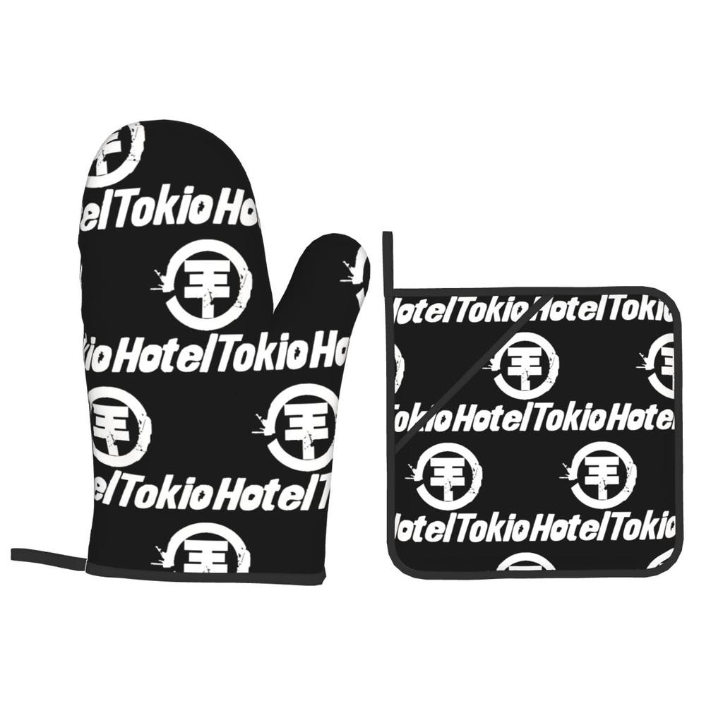 Tokio Hotel Logo Oven Mitts and Pot Holder Sets of 2 for Baking Kitchen Cooking Grilling Resistant Non-Slip Gloves