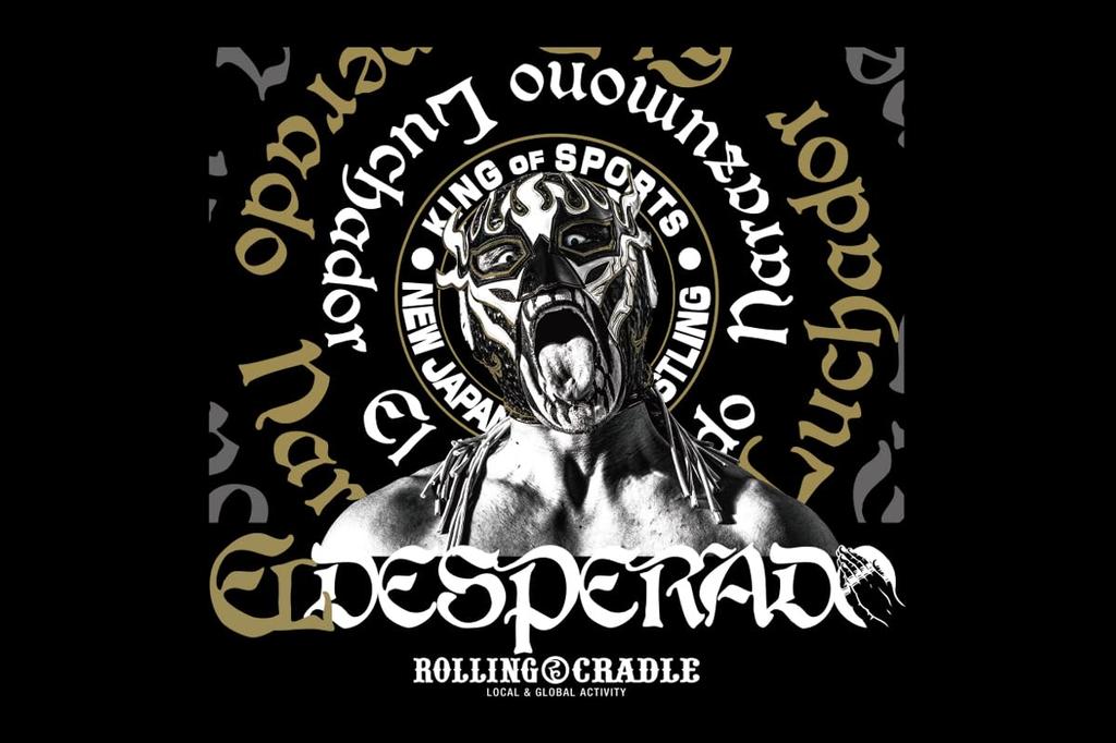 New Japan El Desperado x ROLLING CRADLE escudo del S 7216105040 Pro-Wrestling T-shirt (El leon)