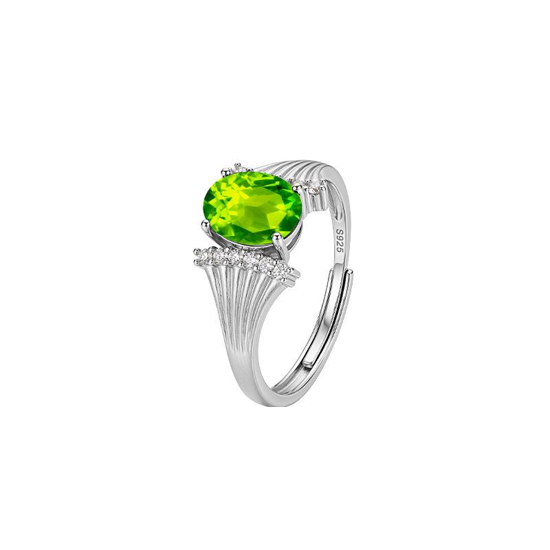 Natural crystal stone topaz ring S925 sterling silver texture brushed process niche design sense colored treasure women's ring