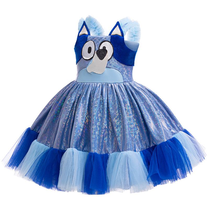 Nové dětské animované Bruy kreslený potisk princeznovské šaty Cosplay Dětské nadýchané šaty
