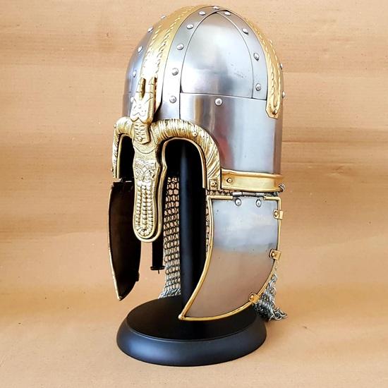 Medieval Copper gate Helmet with Stand Medieval helmet for Saxon Viking Helmet Brass and Steel Helmet Best Gift