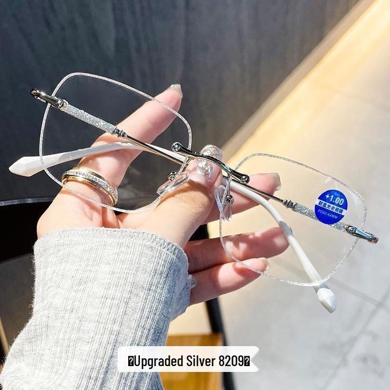 Women's Anti-Blue Light Diamond-Cut Rimless Reading Glasses