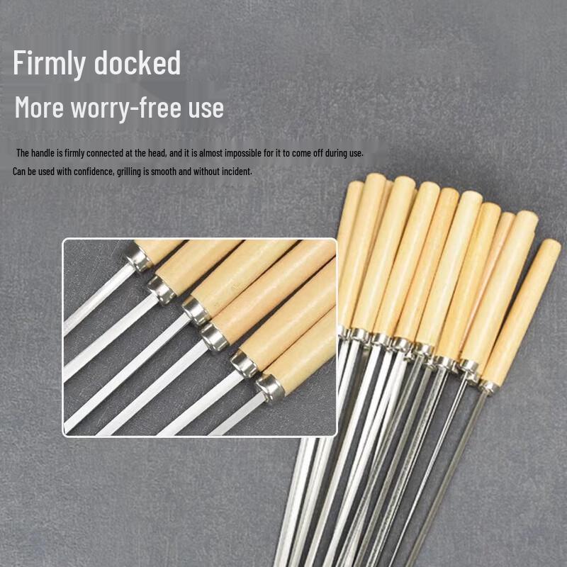 OEING Thickened Wooden Handle BBQ Skewers 33cm x 5mm x 1.1mm