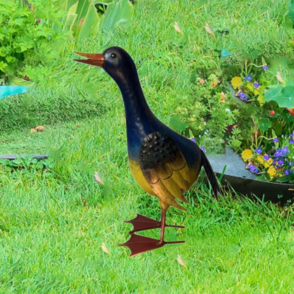 Duck Statue Colorful Outdoor Courtyard Craft Home Decorative Scene Lifelike Outdoor Garden Statue Metal Painted Ducks Sturdy
