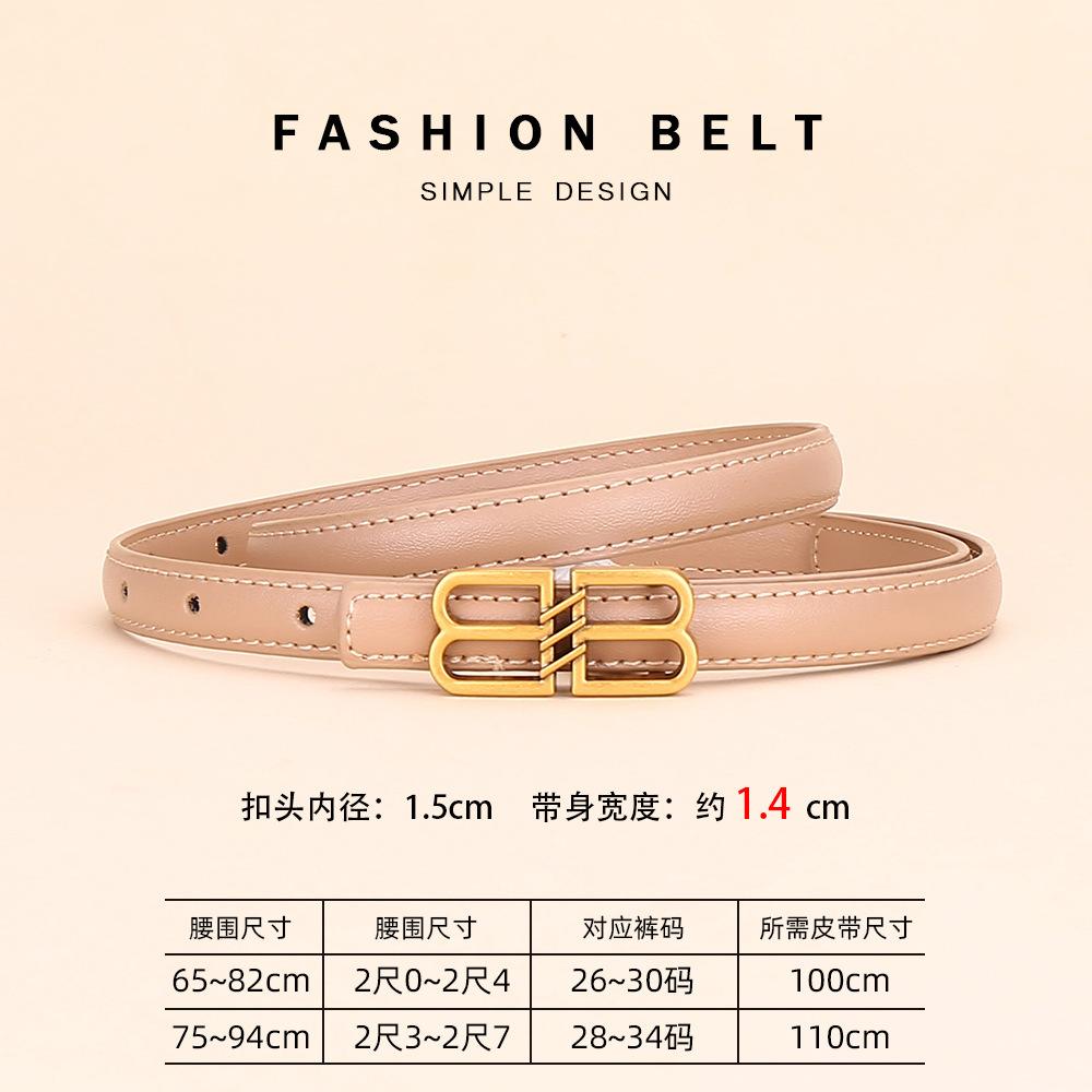 Paris Home Belt Women'S Leather Dress Belt Thin Belt Women'S High-End Dense