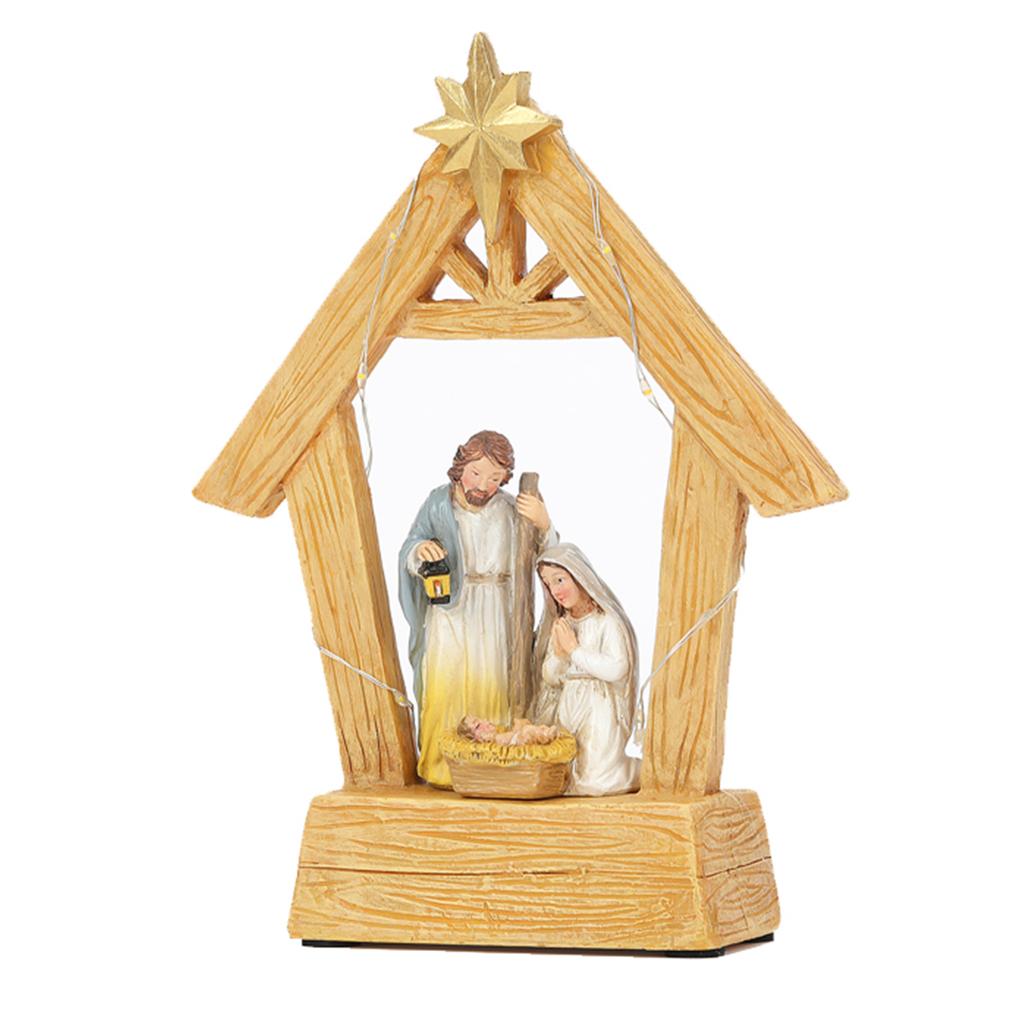 Festive Nativity Manger Scene Resin Birth Statue Figurine Table Decoration for Christmas Celebrations